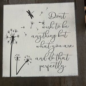 Handmade Dragonfly & Dandilion Inspirational Wall Decor 12”x12” Painted Printed